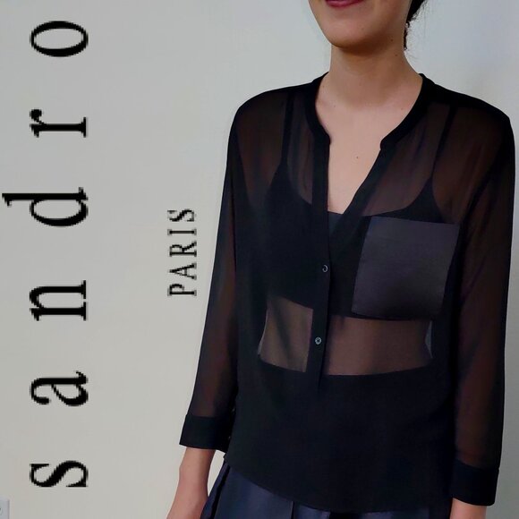 Sandro Black Blouse - Picture 1 of 6